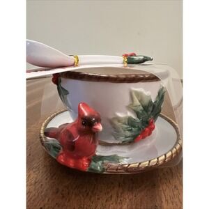 Corner Ruby CR Teacup 3 Piece Set Ridgefield Home Holiday Collection Cardinals